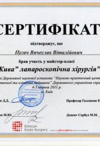 Сертификат об участии в мастер-классе “Живая” лапароскопическая хирургия”